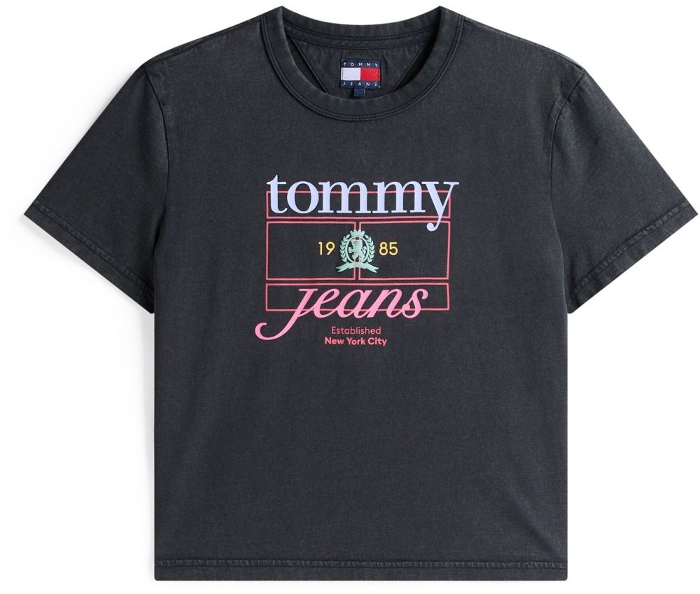 Tommy Jeans Tričko  pastelovo modrá / ružová / svetločervená / čierna