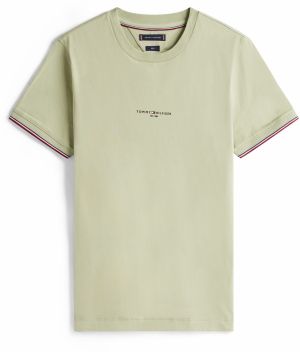 TOMMY HILFIGER Tričko  námornícka modrá / svetlozelená / biela