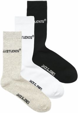 JACK & JONES Ponožky 'JACSOHO'  svetlosivá / čierna / biela