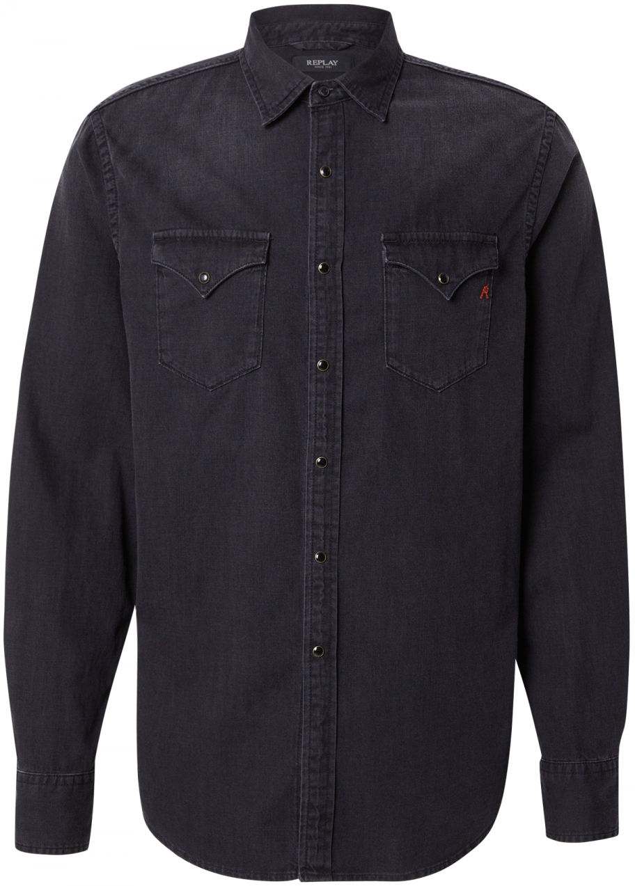 REPLAY Košeľa  čierny denim