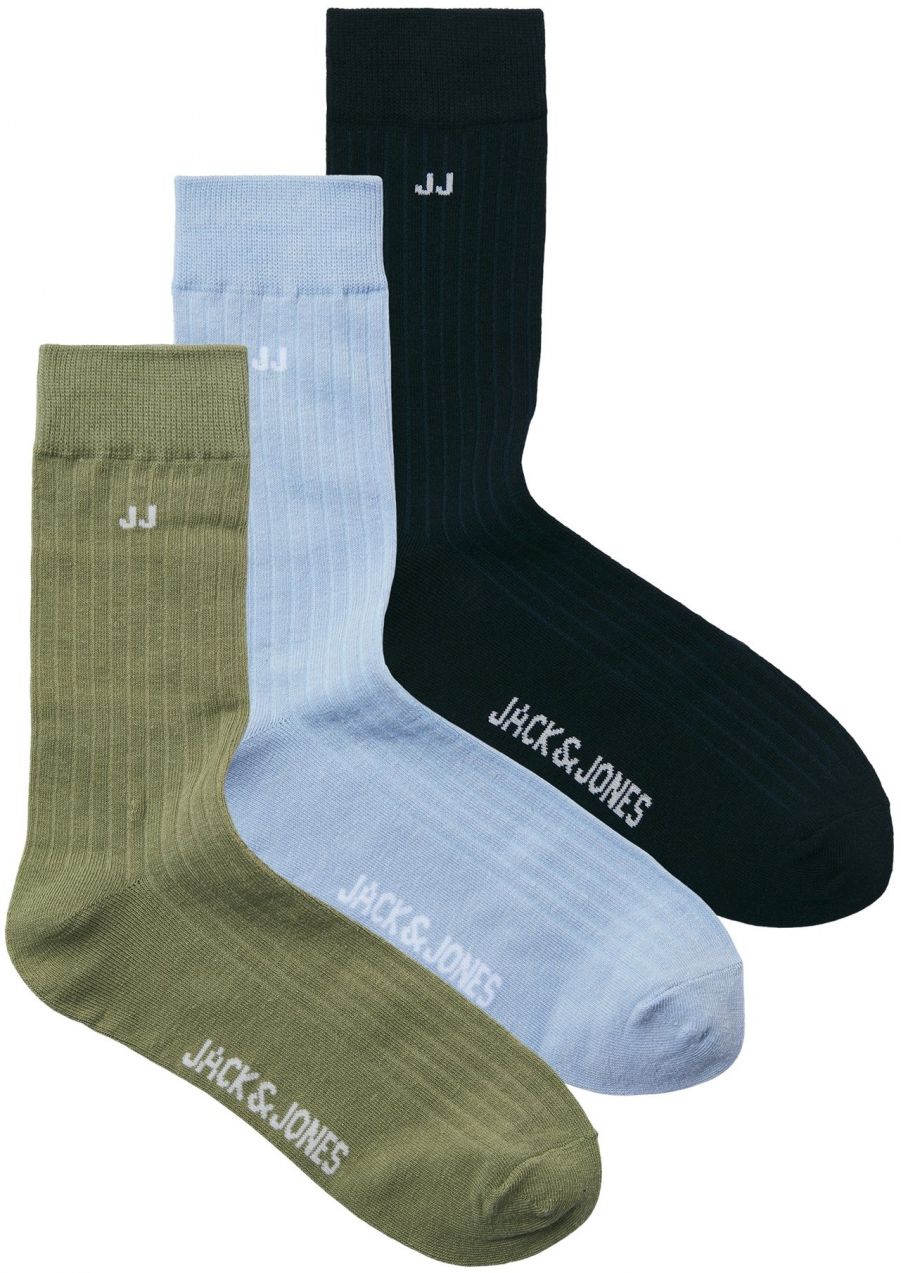 JACK & JONES Ponožky  svetlomodrá / tmavomodrá / olivová / biela