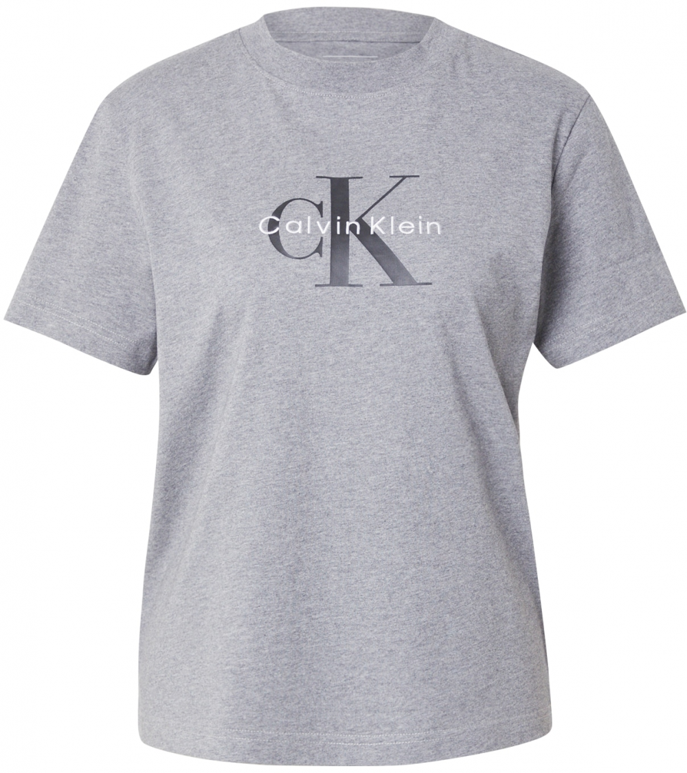 Calvin Klein Jeans Tričko  sivá melírovaná / čierna / biela