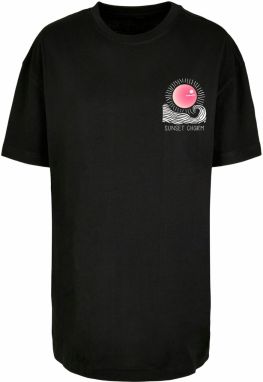 Merchcode Oversize tričko 'Sunset Charm'  ružová / čierna / biela