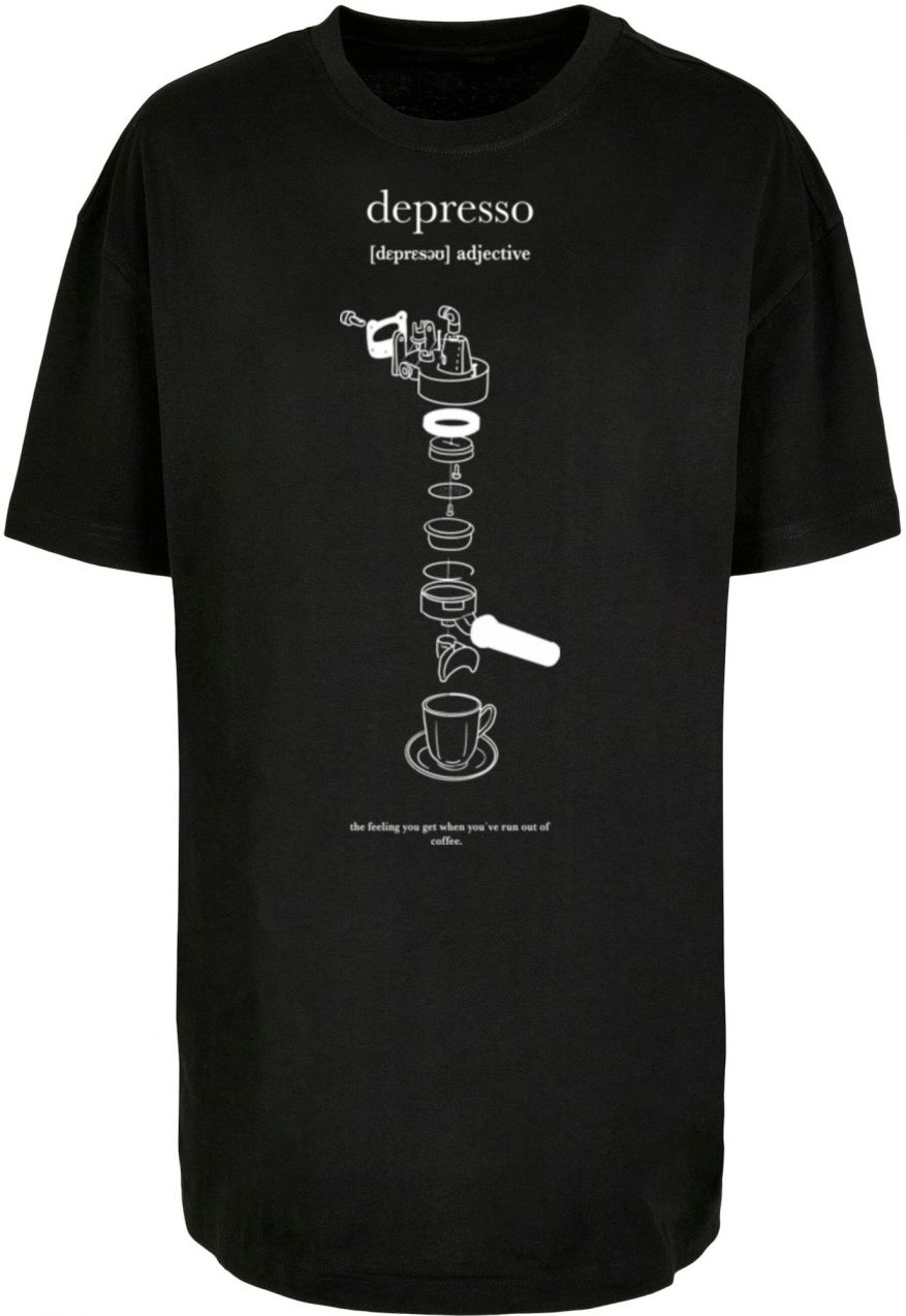 Mister Tee Tričko 'Depresso'  sivá / čierna / biela