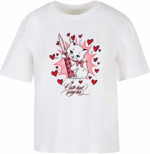 Miss Tee Tričko 'Psycho Kitty'  ružová / červená / biela