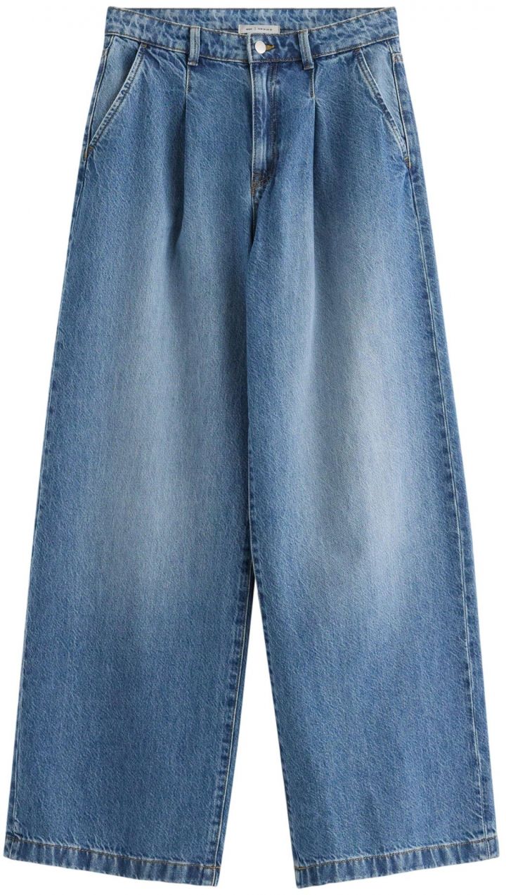 Lindex Plisované rifle  modrá denim