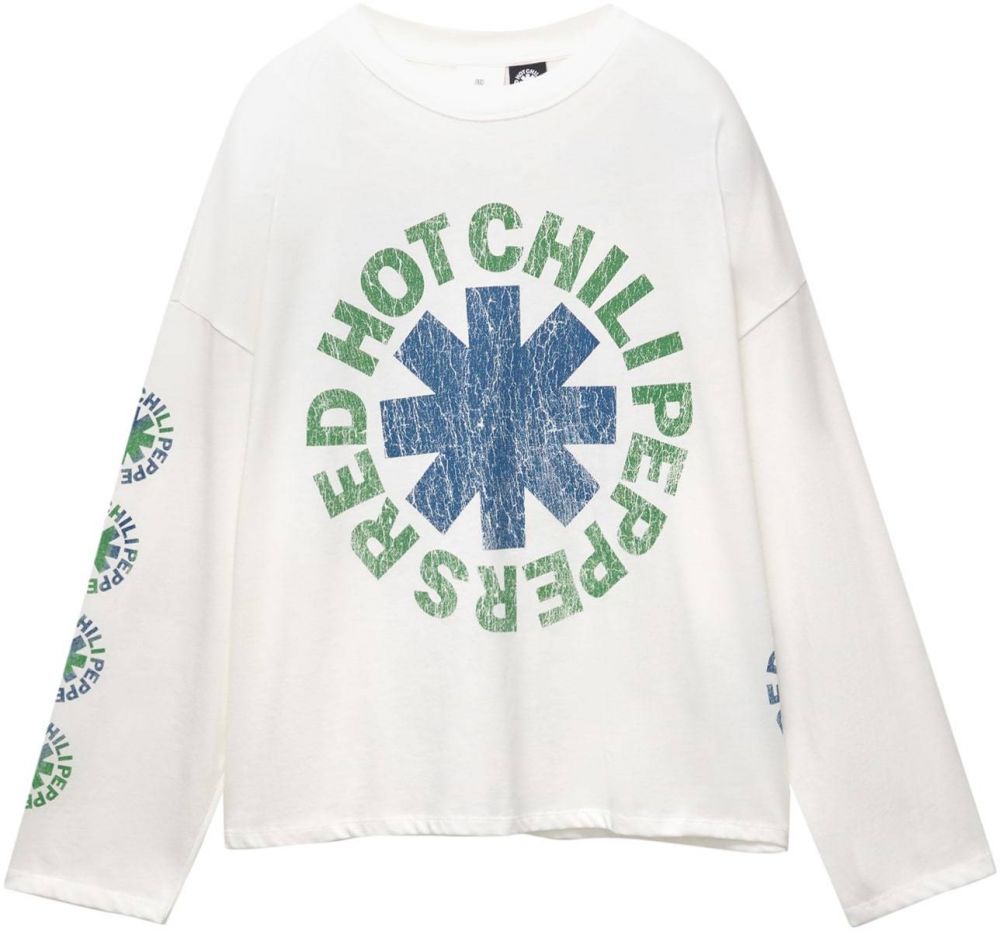 Pull&Bear Tričko 'RED HOT CHILI PEPPERS'  tmavomodrá / zelená / biela