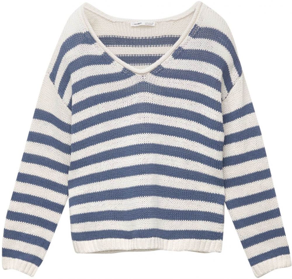 Pull&Bear Sveter  modrá / biela