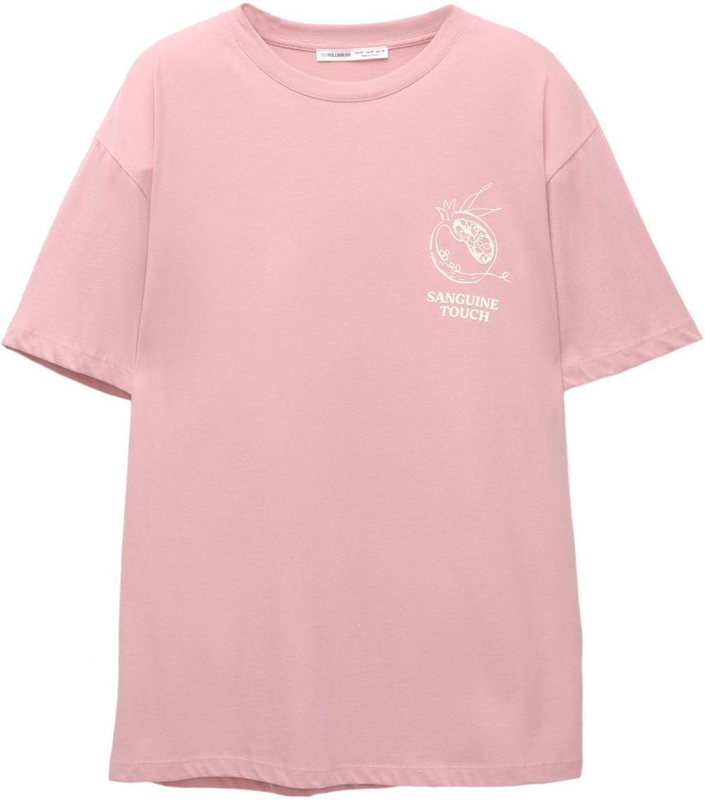 Pull&Bear Tričko  ružová / šedobiela