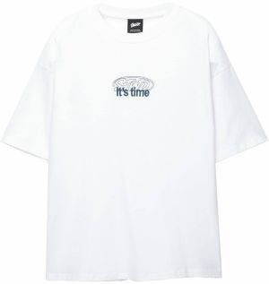 Pull&Bear Tričko 'STWD'  enciánová / biela