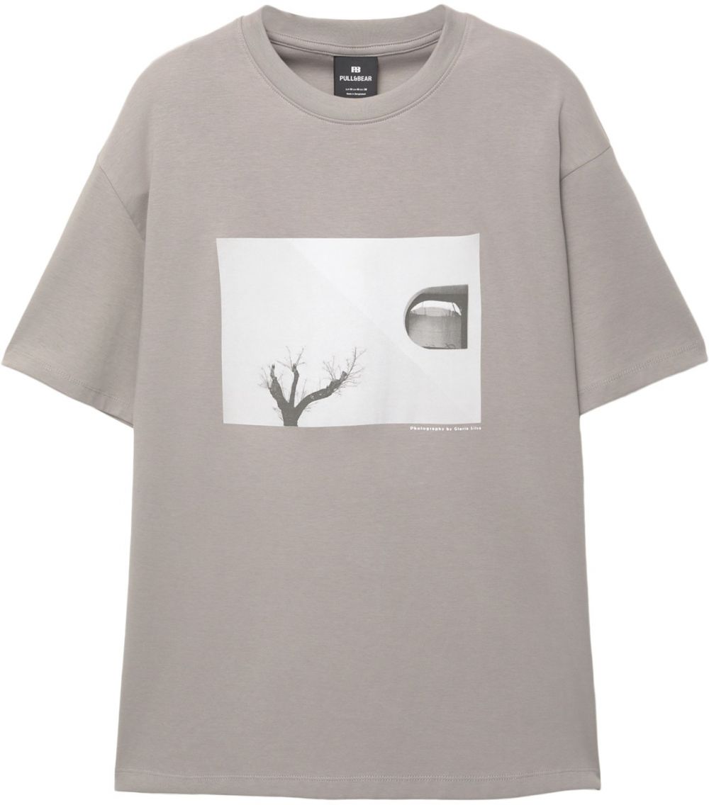 Pull&Bear Tričko  sivá / tmavosivá / čierna