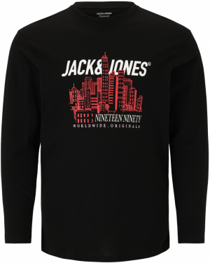Jack & Jones Plus Tričko 'JORYORK'  grenadínová / čierna / biela