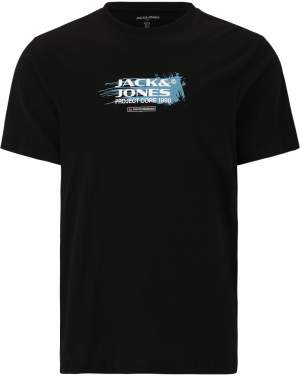 Jack & Jones Plus Tričko  svetlomodrá / čierna / biela