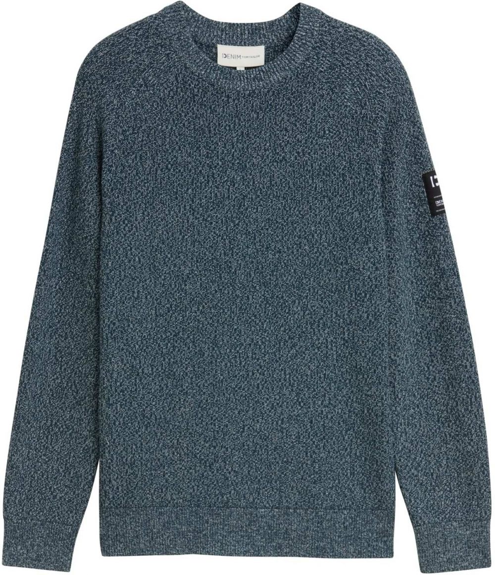 TOM TAILOR DENIM Sveter  antracitová / petrolejová / biela