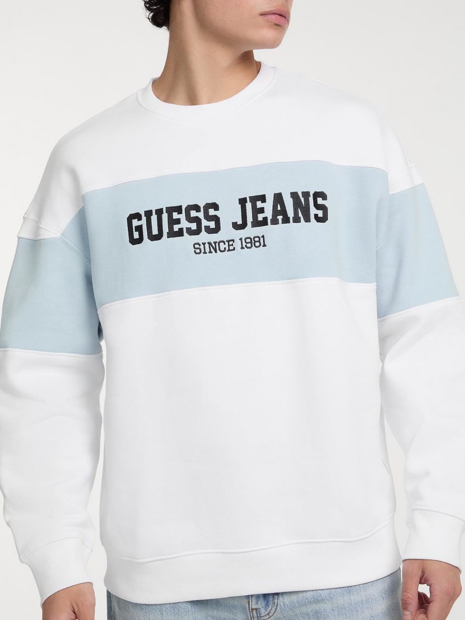 GUESS JEANS Mikina  svetlomodrá / čierna / biela