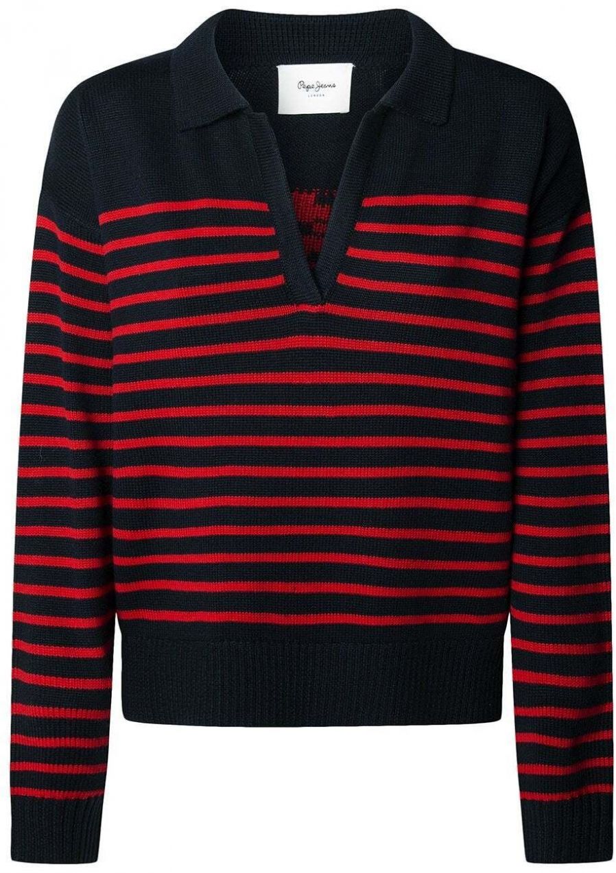 Pepe Jeans Sveter 'CARLINA'  námornícka modrá / červená