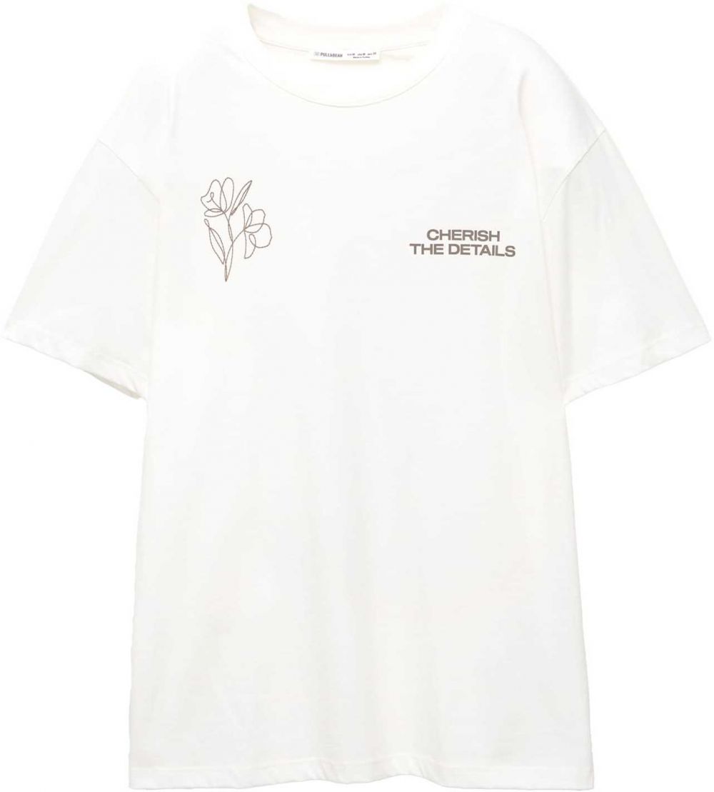 Pull&Bear Tričko  farby bahna / biela
