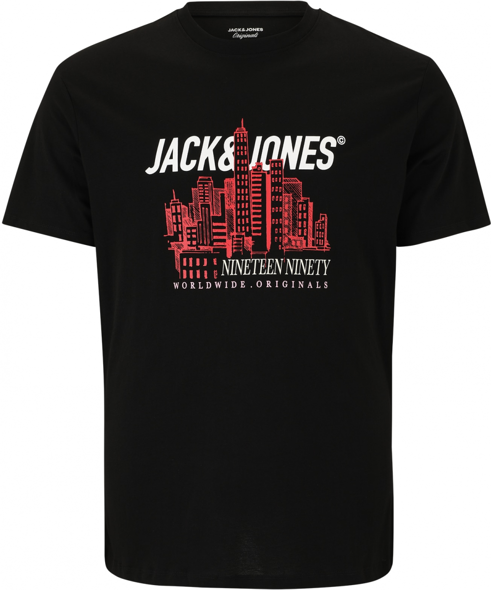 Jack & Jones Plus Tričko 'JORYORK'  červená / čierna / biela