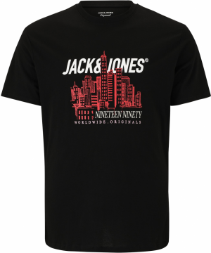 Jack & Jones Plus Tričko 'JORYORK'  červená / čierna / biela