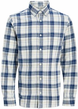 JACK & JONES Košeľa 'JPRBlubrook'  piesková / námornícka modrá / biela