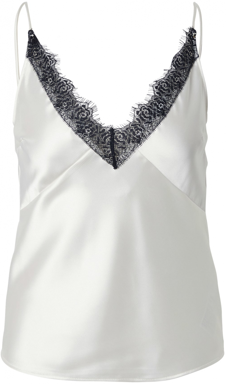 Gina Tricot Top  čierna / vaječná škrupina