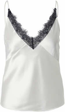 Gina Tricot Top  čierna / vaječná škrupina