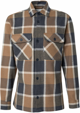 JACK & JONES Košeľa 'JPRRAYLE'  hnedá / tmavosivá / biela