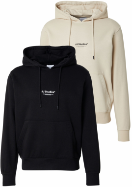 JACK & JONES Mikina 'JJESOHO'  béžová / čierna / biela