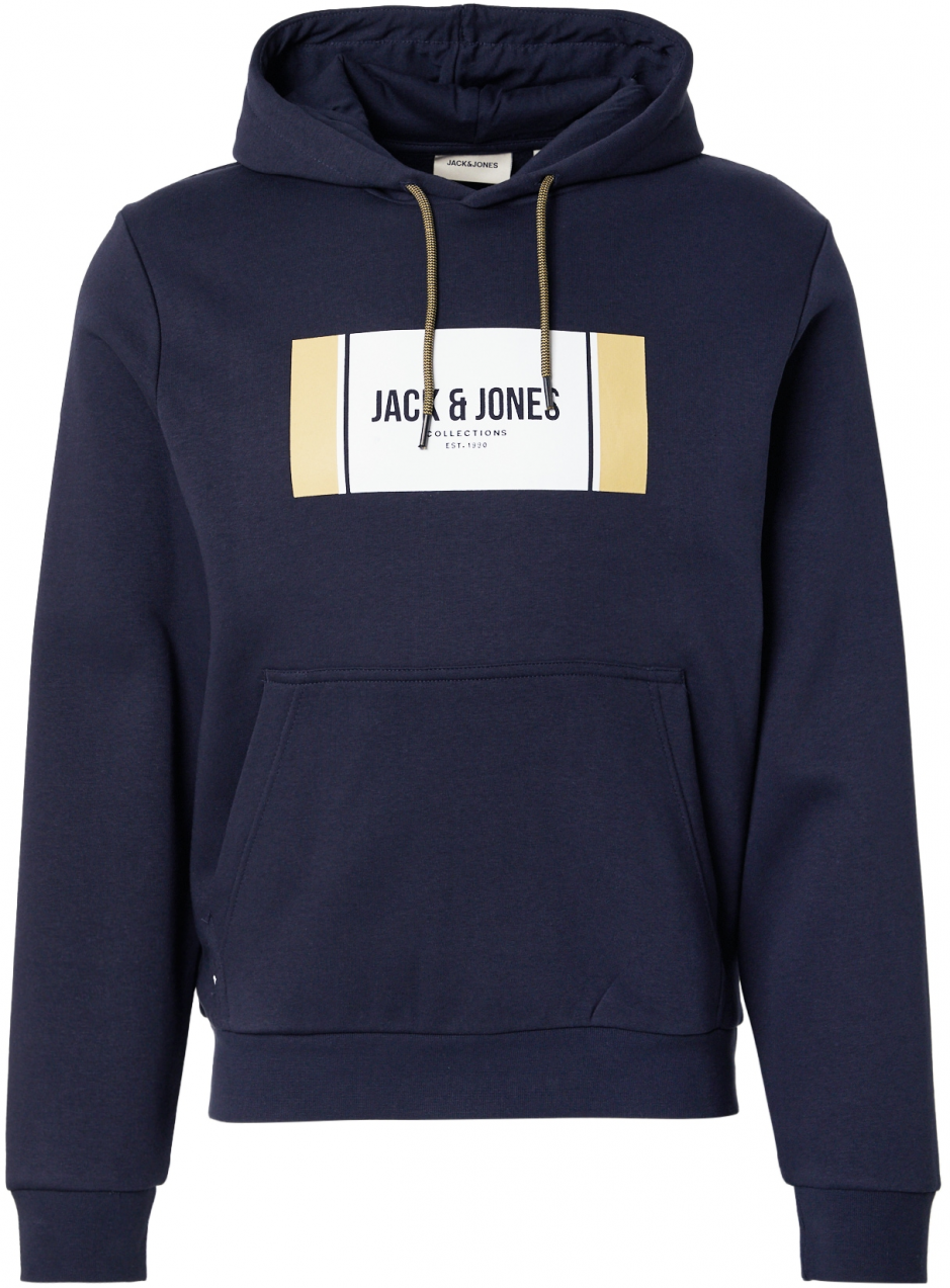 JACK & JONES Mikina 'JJHAYATO'  námornícka modrá / svetložltá / biela