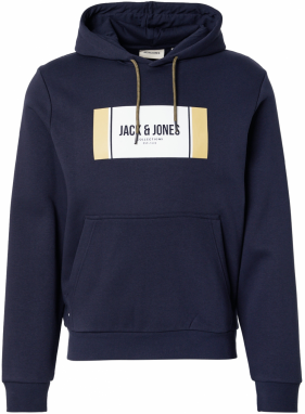 JACK & JONES Mikina 'JJHAYATO'  námornícka modrá / svetložltá / biela