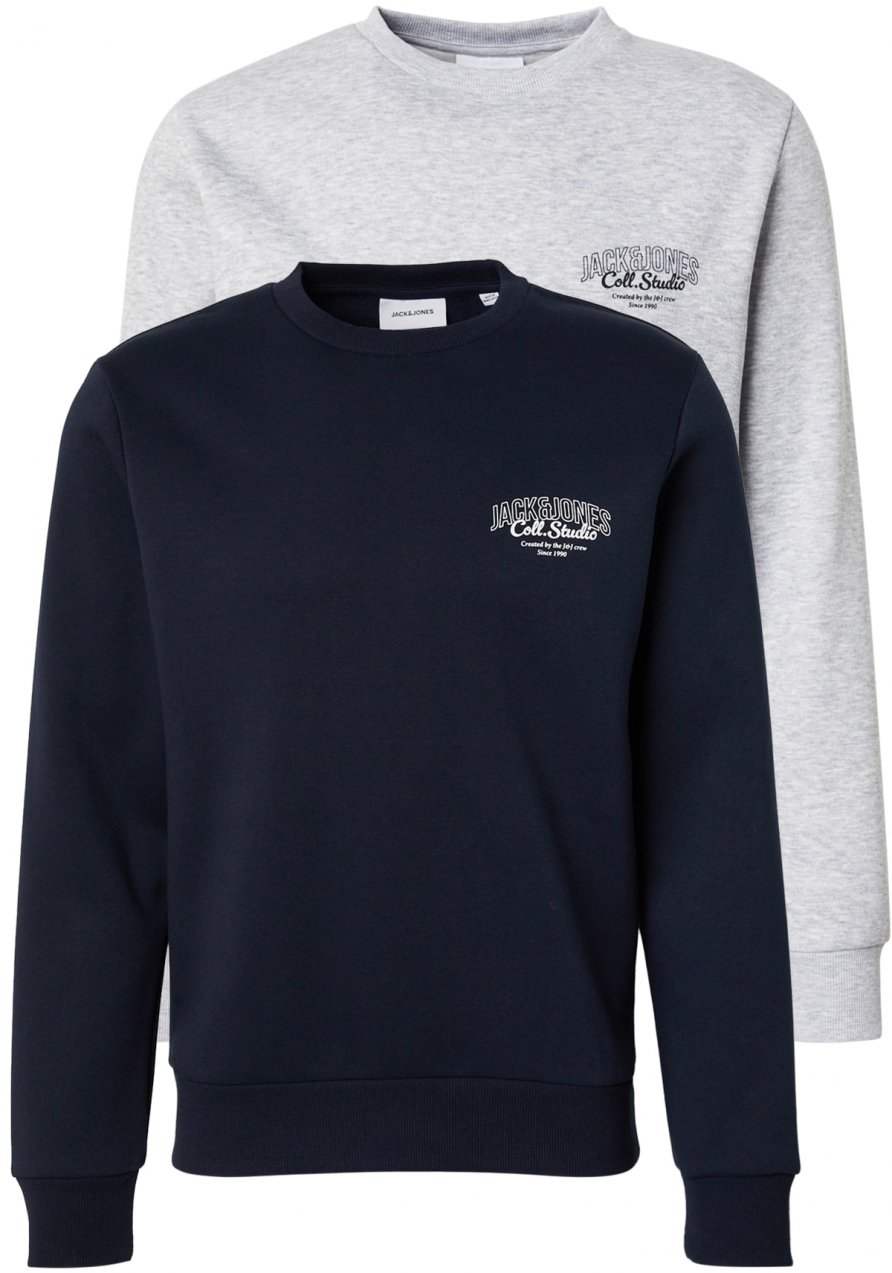 JACK & JONES Mikina 'JJMAKOTO'  tmavomodrá / sivá melírovaná