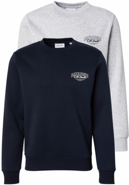 JACK & JONES Mikina 'JJMAKOTO'  tmavomodrá / sivá melírovaná
