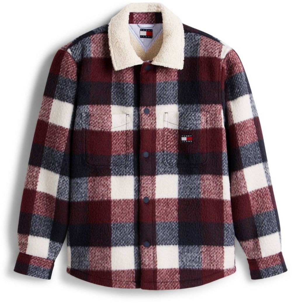 Tommy Jeans Prechodná bunda  námornícka modrá / tmavočervená / biela