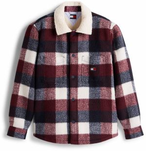 Tommy Jeans Prechodná bunda  námornícka modrá / tmavočervená / biela