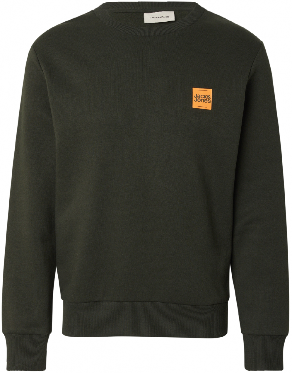 JACK & JONES Mikina 'JJBrandy'  tmavozelená / svetlooranžová