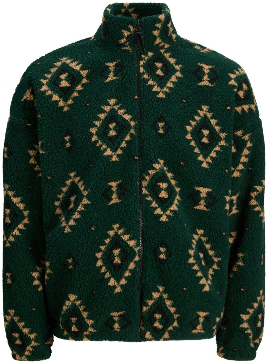 JACK & JONES Flisová bunda 'JOREDDIE'  žltá / tmavozelená