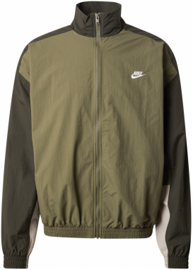 Nike Sportswear Prechodná bunda 'CLUB'  olivová / tmavozelená / biela