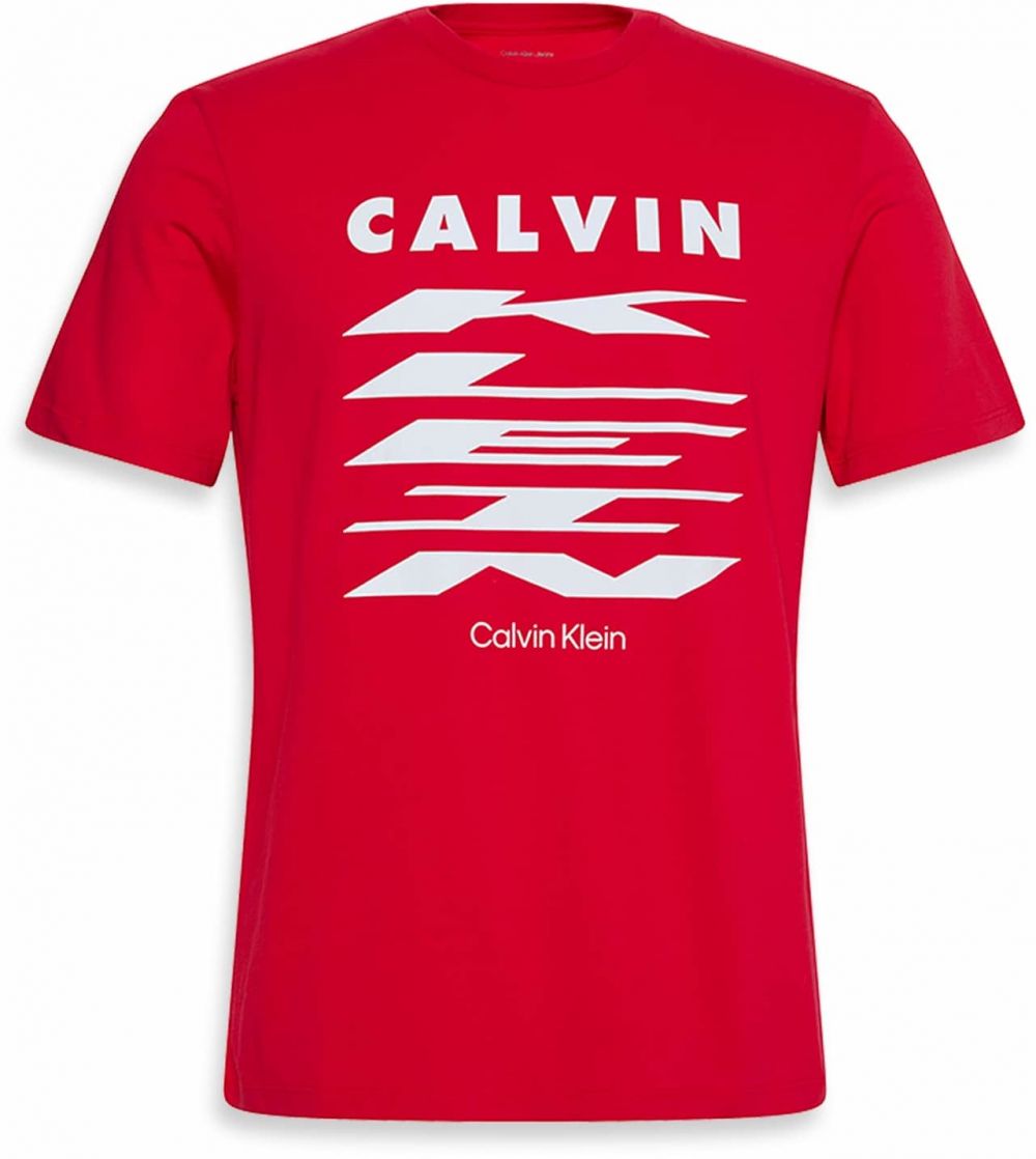 Calvin Klein Jeans Tričko  krvavo červená / biela