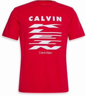 Calvin Klein Jeans Tričko  krvavo červená / biela