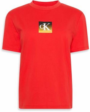 Calvin Klein Jeans Tričko 'CLASSIC'  zlatá / homárová / biela