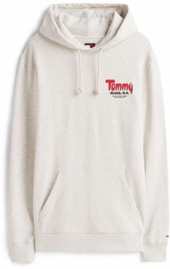 Tommy Jeans Mikina  sivá melírovaná / červená / čierna