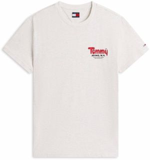 Tommy Jeans Tričko  svetlosivá / červená / čierna