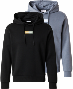 JACK & JONES Mikina 'JJPAN'  sivá melírovaná / čierna