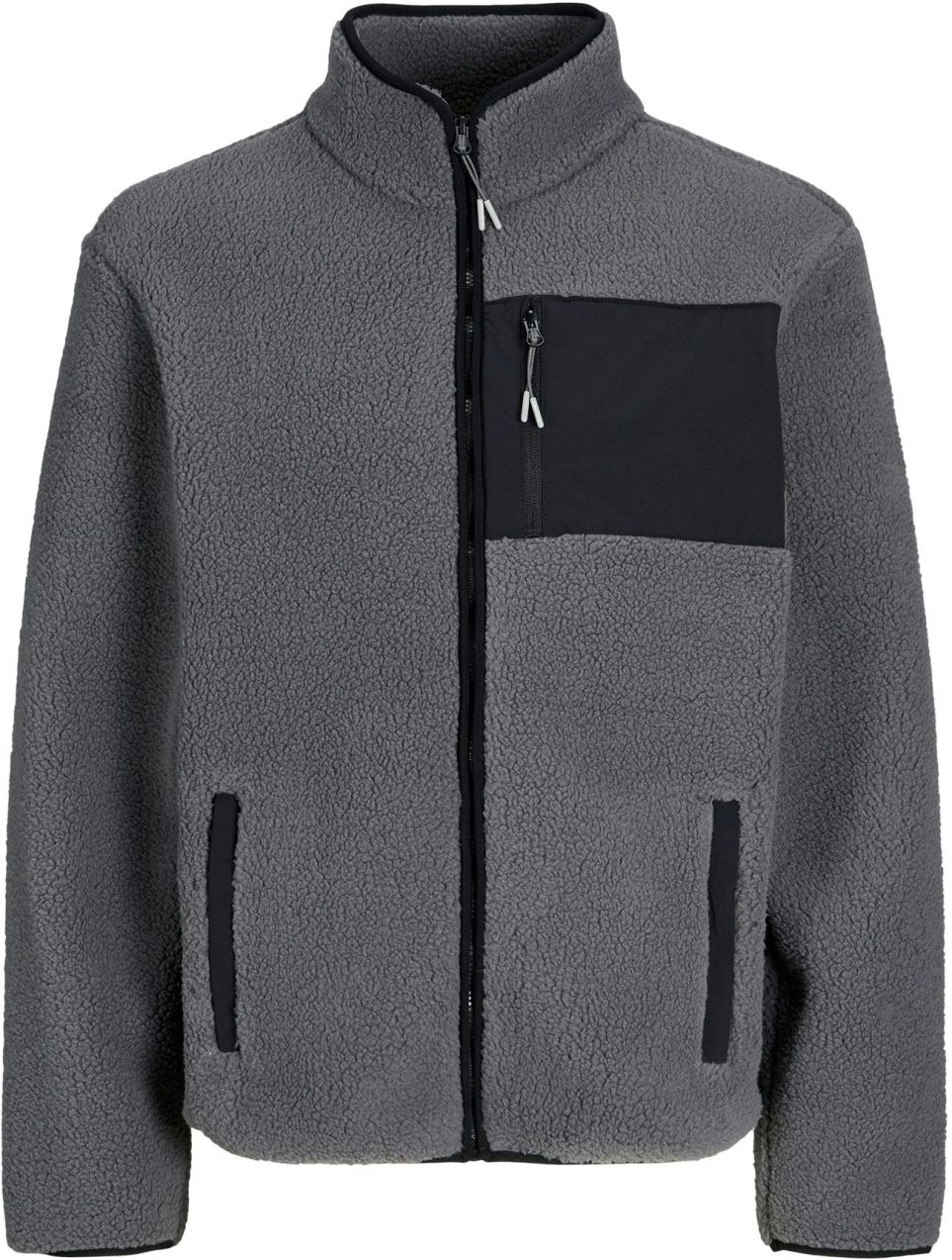 JACK & JONES Flisová bunda 'JJTHatcher'  sivá / čierna