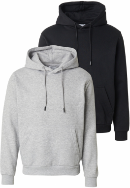 JACK & JONES Mikina 'JJEBRADLEY'  sivá melírovaná / čierna