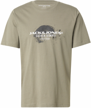 JACK & JONES Tričko  olivová / čierna / biela