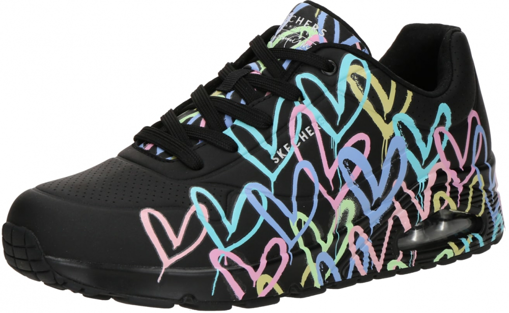 SKECHERS Nízke tenisky 'Uno-Spread the Love'  vodová / mätová / ružová / čierna