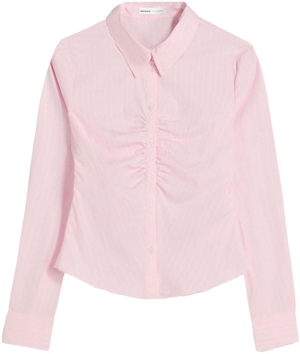 Bershka Blúzka  rosé / šedobiela