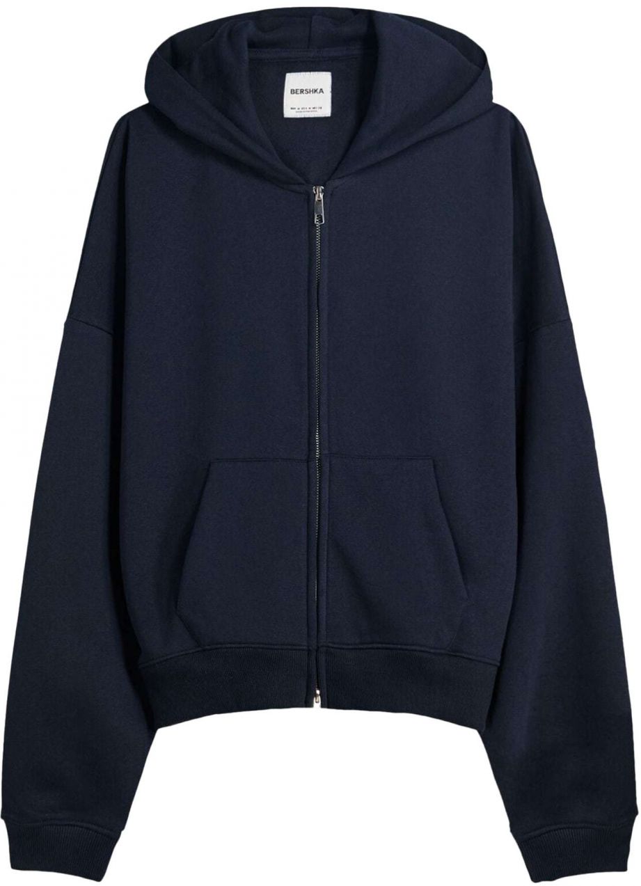 Bershka Tepláková bunda  námornícka modrá