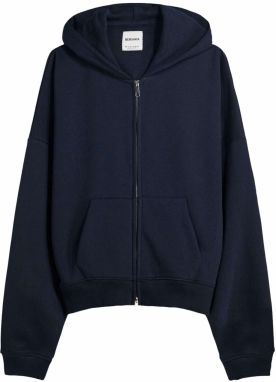 Bershka Tepláková bunda  námornícka modrá